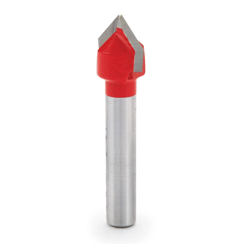 90 Degree V-Groove Router Bit - 1/4" SH - Diameter:1/2" - Cutting Length:7/16" - Length:1-3/4"